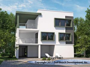 Ariel Island Coastal House Plan Rear